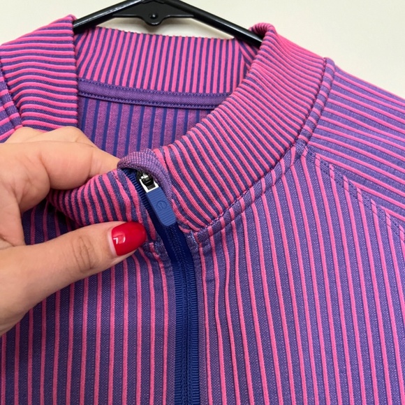 Lululemon Rest Less Cropped Half Zip Colour Rib Psychic / Sonic Pink 10 - Picture 7 of 11